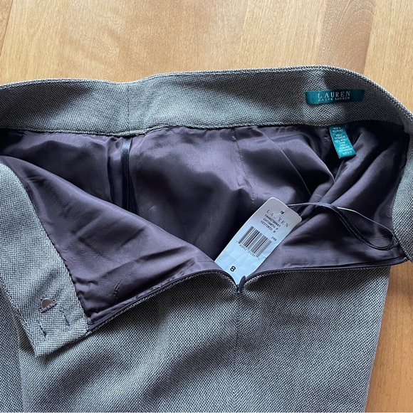 Lauren Ralph Lauren, 100% Wool, Lined Wide Leg Pant. Brown/Camel Tweed, Size 8 - Picture 6 of 9